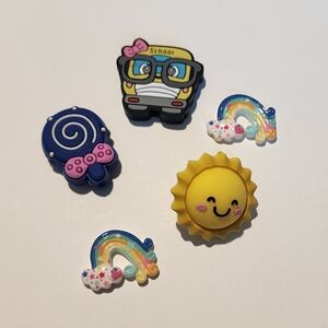 Focal Beads School Bus Sunshine Lollipop Rainbow FlatBk‎ Crafts Beaded Pen Badge
